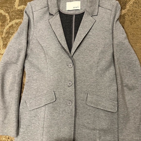 Oui deconstructed gray blazer size 6 mint condition with unfinished seems- EUC! - Picture 11 of 16